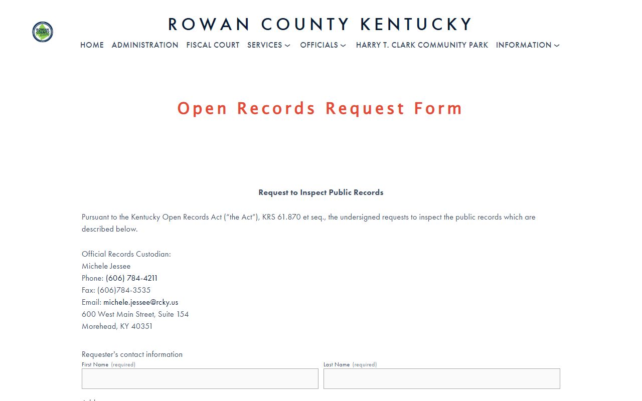 Rowan County court records Fiscal Court open records form