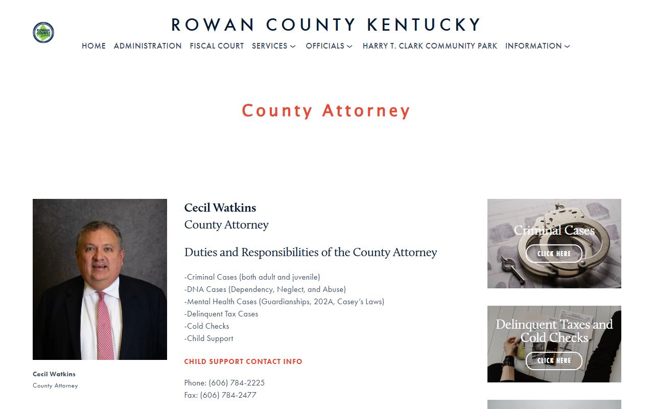 Rowan County arrest records and court charges county attorney information
