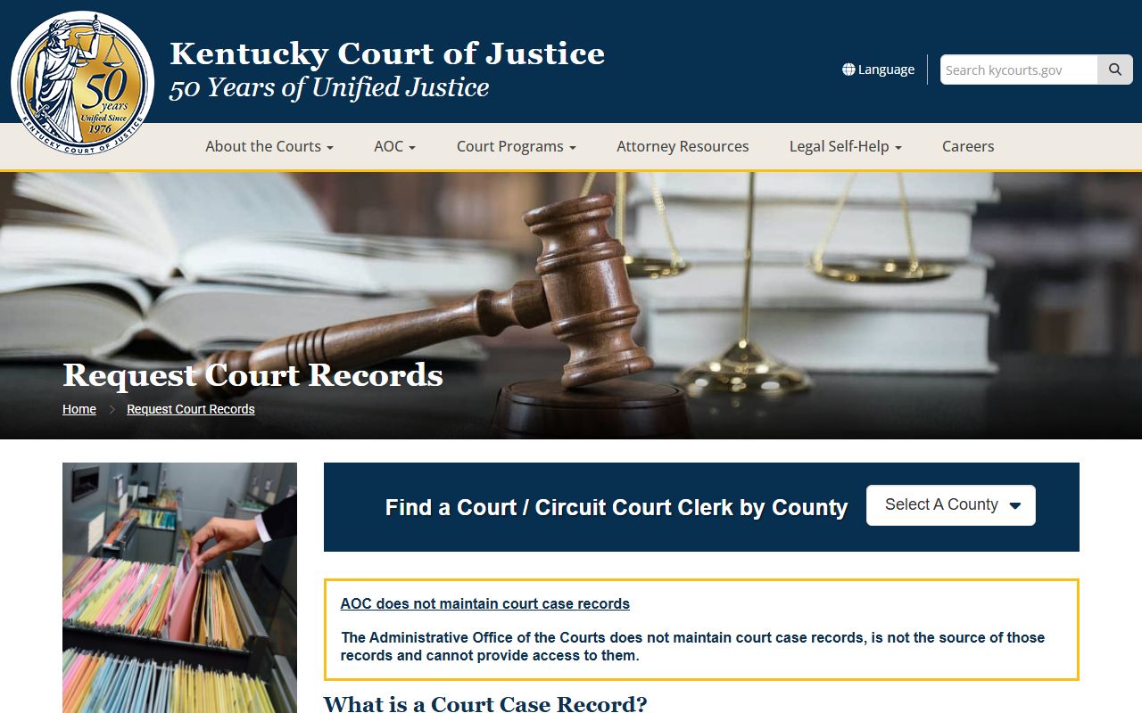 Rowan County court records request guidance from Kentucky Court of Justice