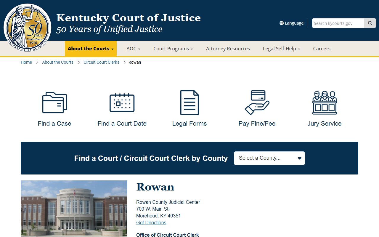 Rowan County court records Judicial Center and Circuit Court Clerk